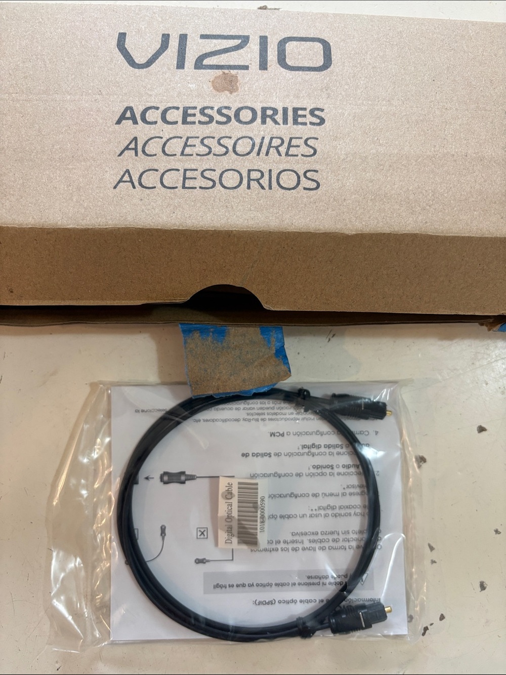 Vizio Black Optical Audio Cable with Toslink Connectors